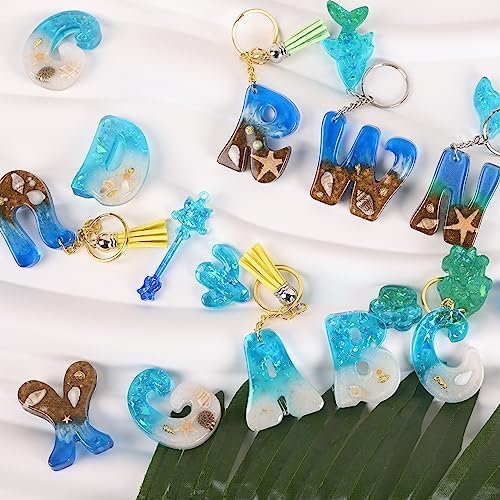Alphabet Keychain Molds with Hole, Resin Letter Number Molds
