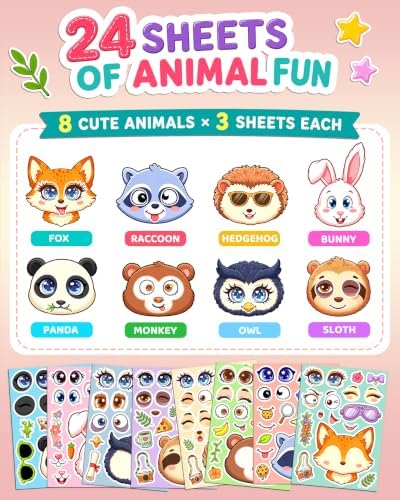 Animal Stickers for Kids Toddlers Create a Face Sticker DIY Party Favors