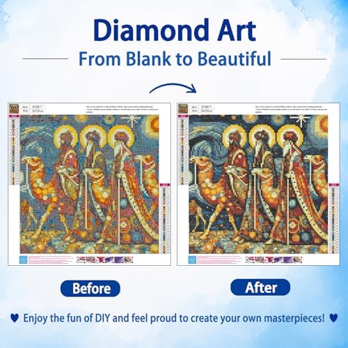 Diamond Art Kits for Adults, Camel Caravan Diamond Painting, 14x14 Inch