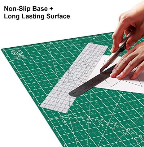 KC GLOBAL A2 (24"x18") Self-Healing Cutting Mat (Dark Green) - Sturdy, Reversible, Eco-Friendly, Non-Slip. Premium Desk Mat for Crafters, Quilters, and Hobbyist
