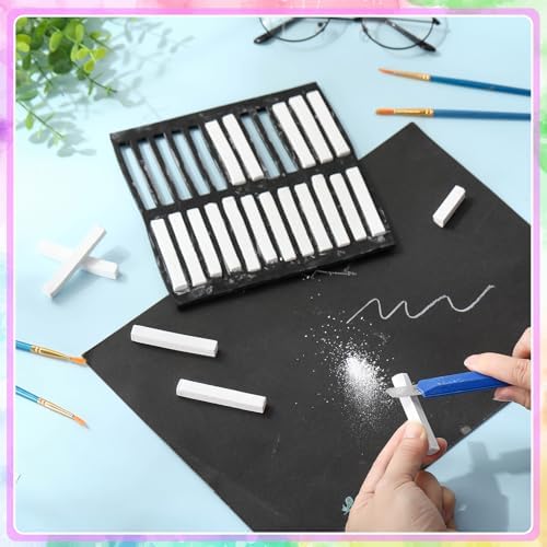 Watersay 24 Pcs Soft Pastel Drawing Chalk Set Square Sketch Chalk Non-toxic Artist Pastel Sticks for Professional Artists and Art Lovers(60 x 8 x 8 mm,White) (Pack of 2)