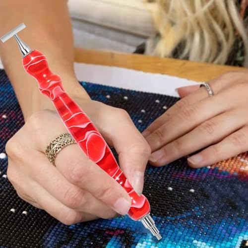 Praise V Do Thin Version Stainless Steel Diamond Painting Art Drilling Pen Kit with Screw Silver Metal Tips Nib Placer Roller Tool Accessories, Ergonomic Diamond Art Pen for 5D Diamond Paint Bead Dot
