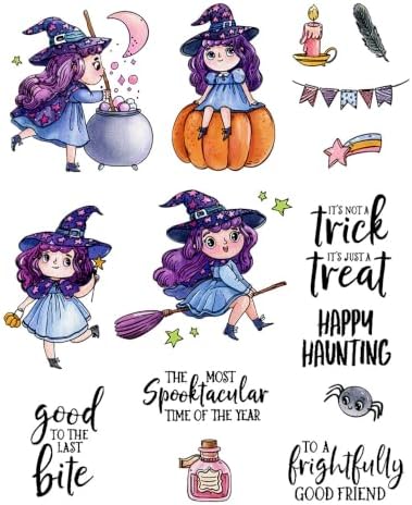 Witch Pumpkin Halloween Clear Stamps and Die Cuts Sets for DIY Card Making