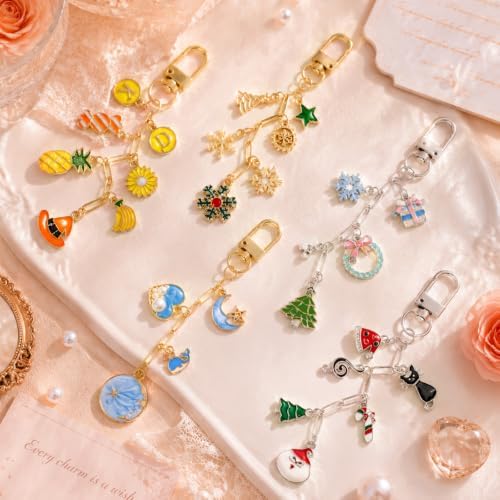 Wurosi 24pcs Paperclip Keychain Making Kit,Key Ring Swivel Snap Hook Chains