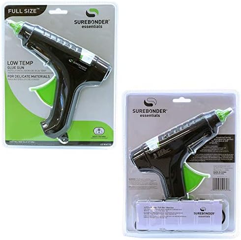 Surebonder L-270 Essentials Series 40 Watt Full Size Low Temperature Hot Glue Gun for use with Wood, Ribbon, Lace, Floral, Fabric, and Foam, Black and Green