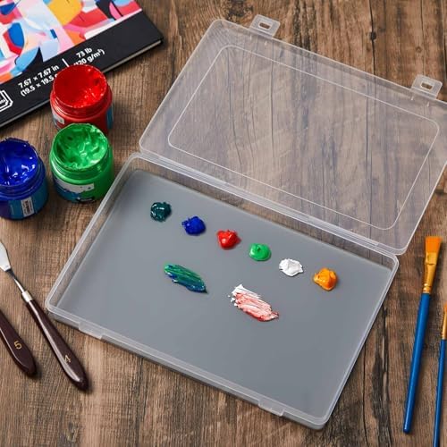 Nuanchu 1 Set Glass Oil Paint Palette, Airtight, 10.2 x 6.8 Inches, Grey | Handy Tempered Glass for Oil Painting, Moisture-proof lid Keep Paint Fresh, Portable Travel Outdoor, Leak-proof Airtight Seal
