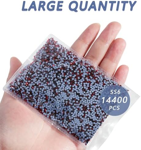 Beadsland Hotfix Rhinestones Bulk, Siam, SS6, 14400pcs