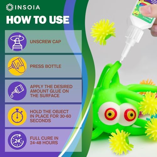 INSOIA Super Silicone Glue Clear, 20g, Strong Bond, with Precision Tips