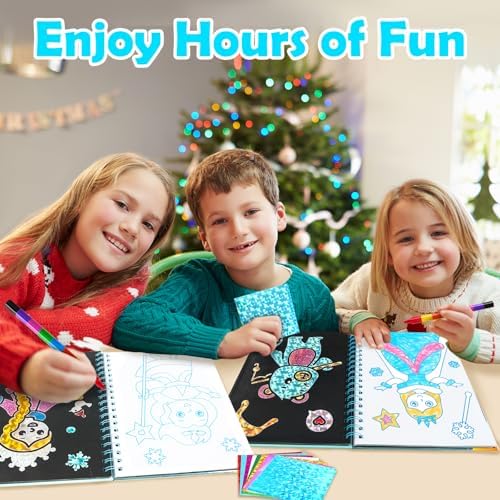 FUNNYB&G Foil Art Craft Kit for Kids, Sparkly Birthday Gift Toy for Girls | No Mess, Kids Ages 4-10 Create Sparkling Artwork, A Creative Gift for Birthdays, Holidays, Travel Activities,Screen-Free Fun