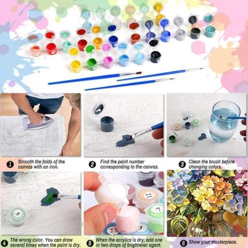 Arttoplus Flowers Paint by Numbers Kit for Adults Beginner 16x20inch | Flowers Adult Paint by Number Kits on Canvas, DIY Acrylic Oil Painting by Numbers for Adults for Gift Home Wall Decor