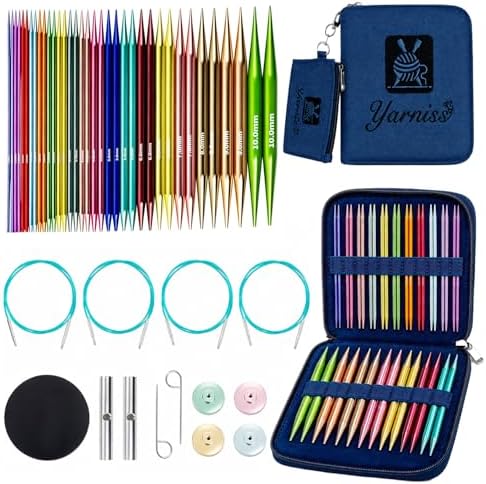 Yarniss 18 Pairs Circular Knitting Needles with Swivel Cable,US Sizes 0-15