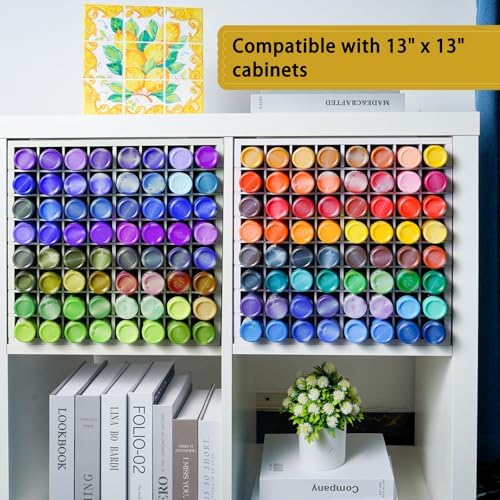 Krafetto 2 Pack 64-Grid Paint Organizer for 2 Oz Bottles, Wall Mount