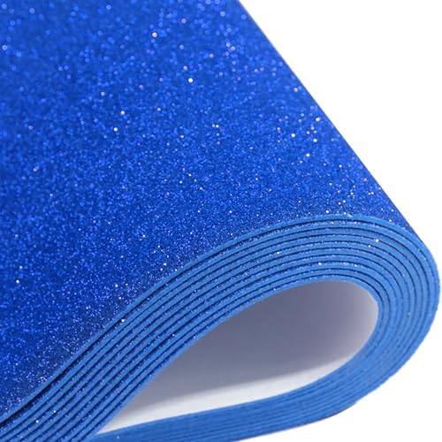 10 Sheets Glitter Paper Sheet for Crafts, A4 Cardstock Self-adhesive Paper for Memorial Flag Independence Day Juneteenth Construction Scrapbook Father's Day Card Decoration (Blue)