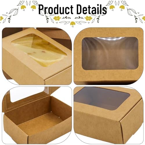 RYKOMO 40 PCS Soap Boxes for Homemade 3.55 x 2.4 x 1.2 Inch Small Soap Paper Box Mini Kraft Treat Box with Window for Homemade Soap Packaging Boxes Supplies