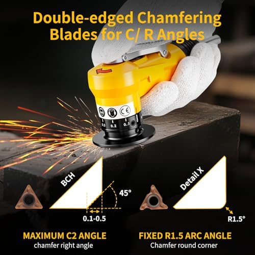 Pneumatic Chamfer Tool, 30000 RPM Air Chamfer Tool with 8C & 6R Blades
