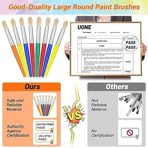 10Pcs Paint Brushes, Anezus Large Paint Brushes Chubby Brush Set for Classroom Washable Paint Acrylic Paint