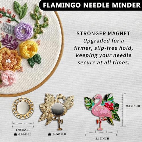 Magnetic Needle Minder Magnet Embroidery Accessories and Supplies Embroidery Needle Holder Cross Stitch Holder Needlework Supplies (Flamingo)