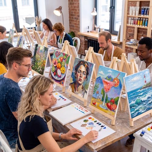 Marspark 30 Pack 9 Inch Wood Easels Bulk Tabletop Easel for Painting Small Easel Stand for Painting Canvas Easels Display Stand Tripod, Back to School Gifts, Portable Canvas Photo Picture Sign Holder