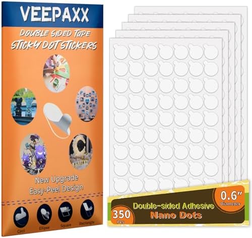350Pcs Double Sided Adhesive Dots, Removable Clear Dots Sticky Tack, Waterproof No Trace Dots Adhesive Putty for Wall Hanging Crafts, Balloons Party Decorations Poster Picture Festival Decoration 15mm
