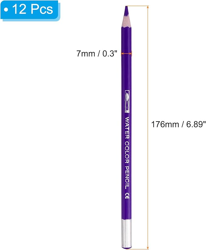 PATIKIL Watercolor Pencil, 12Pcs Water Soluble Pencils for Blending, Coloring, Sketch Drawing, Painting, Purple