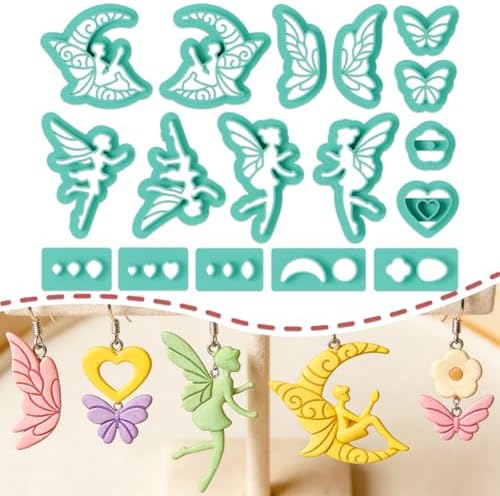ORIGACH 17 Pcs Butterfly & Fairy Polymer Clay Cutters Set