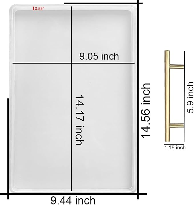 RESINWORLD 14" x 9" x 0.5" XL Large Rectangle Mold, Deep Serving Tray Mold with Handles, Wedding Flower Mould for Resin