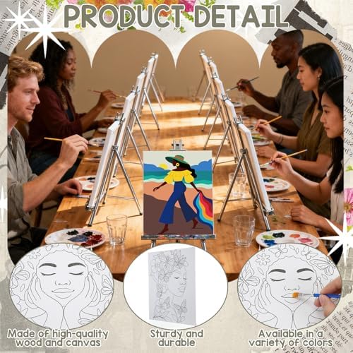 Harloon 36 Pcs 8 x 10 Inch Pre Drawn Canvas for Painting Afro Flower Butterfly Queen Pre Stretched Canvas Painting for Adults Outline for Sip and Paint Party Supplies Favor