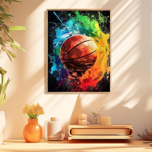 Basketball Diamond Art Kits for Adults, Diamond Painting Kits 12x16 in | Diamond Painting Kits for Adults Beginners, Gem Art, 5D Full Drill, DIY Arts and Crafts for Gift Home or Decor