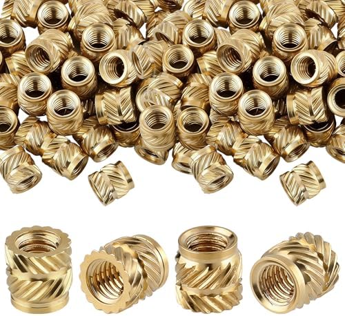 300 Pcs M4 Threaded Inserts,M4 x D6 x L6 Heat Set Inserts Brass Nuts,3D Printing Knurled Metric Nuts for Plastic,3D Printer Brass Inserts Knurled,Easy to Secure Fixation