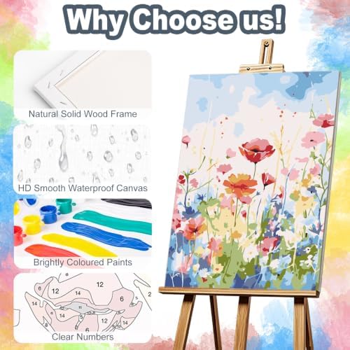 Kalonyth Flowers Framed Paint by Numbers Kit for Adults Beginner 8x12 inch