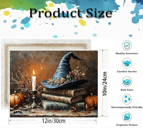 Witch Hat Paint by Numbers Kit for Adults Beginner with Framed 10x12 Inch