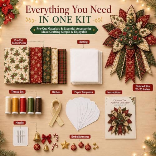 Quilted Christmas Tree Kit DIY Patchwork Sewing Set 3D Fabric Holiday Decor