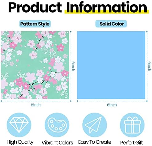 Lincia 840 Sheets Origami Paper Kit 20 Colors 6 x 6 Inch Colorful Folding Japanese Washi Origami Cherry Blossom Paper Double Sided Square Sheets Book for Beginners Adults Kids(840 Sheets)