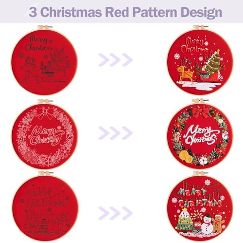 Offizon 3 Sets Embroidery Kit for Beginners Adult DIY Cross Stitches