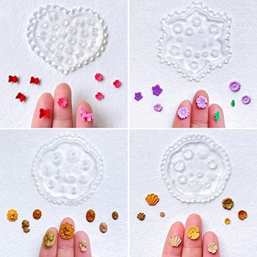 KEOKER Flower Polymer Clay Molds - 12 Pcs Rose and Leaves Molds for Polymer Clay Jewelry Making, Daisy Miniature Clay Molds
