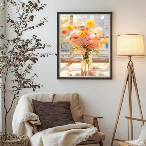 Arpilul Flowers Paint by Number for Adults-Paint by Numbers for Adults Beginner, Adult Paint by Number Kits on Canvas for Home Wall Art Decoration and Gifts 16x20Inch(Z-YH42)