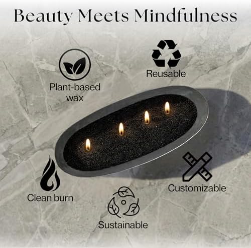 LILY LADUE Black Sand Candle Kit - 1Lb/16Oz Pearled Candles Sand and Wicks (24) with Platinum Holder, Unscented Aroma Beads, Reusable Pearled Candle Wax for DIY Home Kit, Powder Beads Refill Available