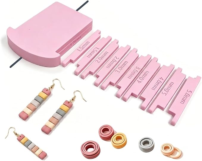Polymer Clay Roller Guide Set with 12 Sliders, 6 Thickness Sizes, Tube Hoop Guide & Bead Roller Tool for Uniform Strips, Clay Snakes, Twisted Hoop Earrings and Jewelry Making