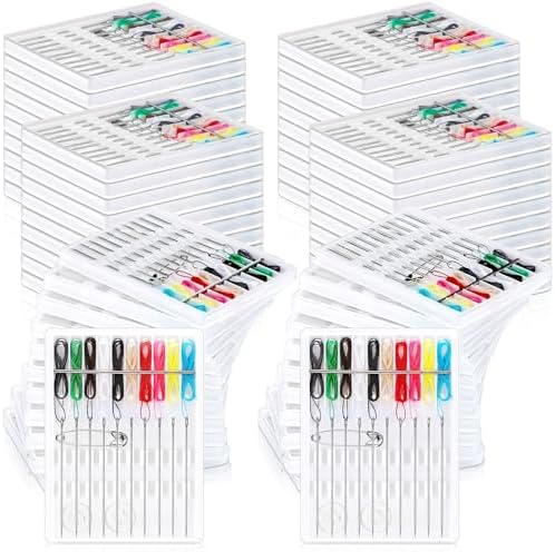Leyndo 60 Boxes Pre Threaded Needles Sewing Kit, Assorted Color, 10 Threads