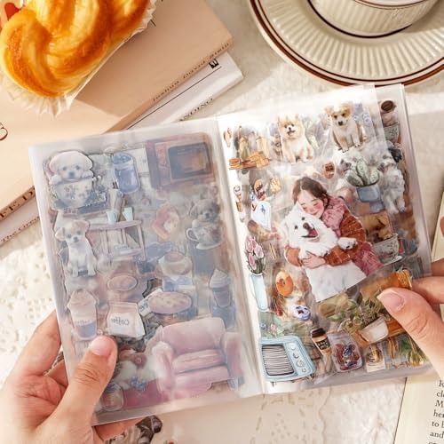 Puppy Series Sticker Scrapbooking Supplies for Junk Journal, 20 Sheets PET Stickers