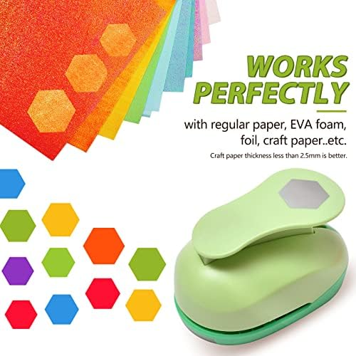 UCEC 2.75 Inch Hexagon Paper Punch for Scrapbooking and Card Making – Heavy Duty Craft Punch for 80 lb Cardstock – Large Geometric Punch with Ergonomic Handle and Safety Lock