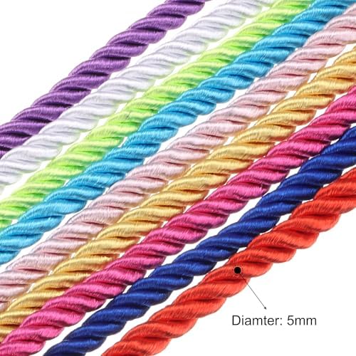 MECCANIXITY Twisted Cord Trim, 5 Yard 5mm 3-Ply Twine Braided Rope Shiny Thread String for Craft Gift Bag Curtain Christmas Decor, Navy Blue - 5m