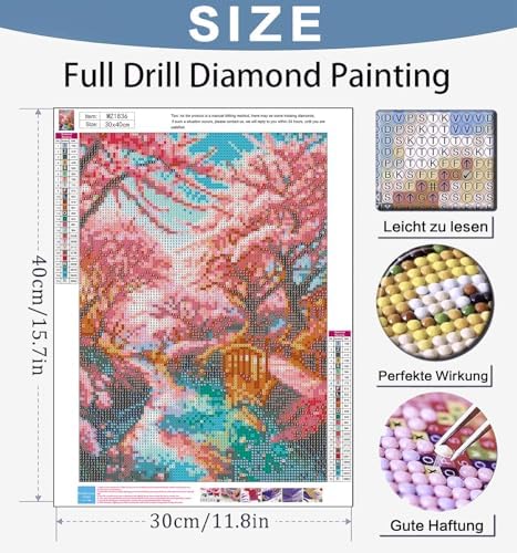 Benjenes Sakura Diamond Art Kits for Adults, Diamond Painting Kits