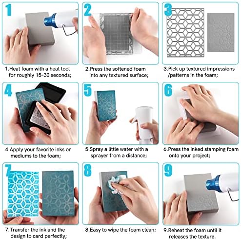 BAOFALI 8 Pcs Stamping Foam Grey Moldable Foam Stamps Plastic Dry Foam Stamp Pad Cut and Dry Foam Stamping Foam Block for Sculpture, Modeling, DIY Arts and Handicrafts Projects