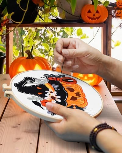 TINDTOP Halloween Embroidery Kit for Adult, Embroidery DIY Starter Kit