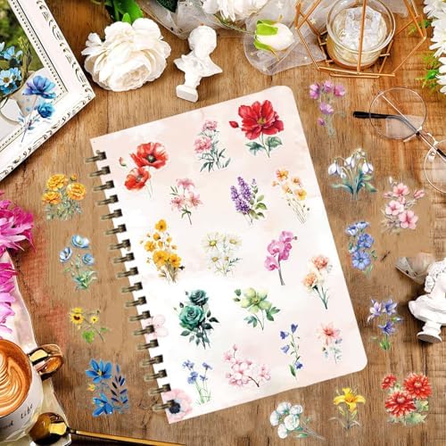 Transparent Flora Scrapbook Stickers Aesthetic Flowers Stickers(C50)