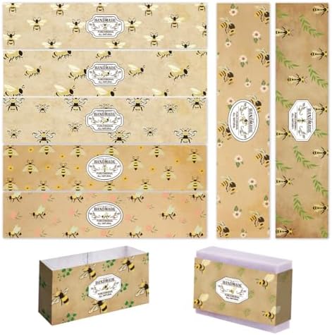 PH PandaHall 90pcs Soap Packaging Paper - 9 Styles Bee Soap Wrapper Animal Wrap Paper Tape Vertical Soap Paper Tag Sleeves Covers for Homemade Soap Bar Packaging, 8.2 Inch Long