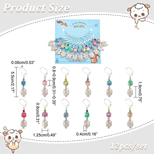 NBEADS 12 Pcs Sheep Stitch Markers, Alloy Crochet Stitch Marker Charms with Polymer Clay Beaded Locking Stitch Marker Knitting DIY Handmade Gift for Knitting Sewing Accessories Jewelry Making