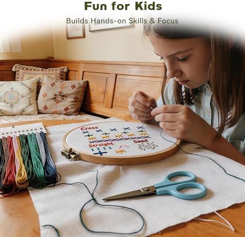 RONOSEN 2026 Upgraded DIY Embroidery Stitch Book Kit with Sewing Cloth & Complete Tools, Portable All-in-One Hand Embroidery Kit for Adults & DIY Craft Lovers