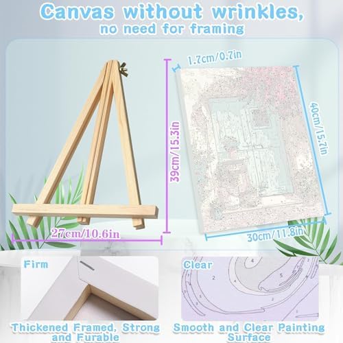 4 Pack Paint by Numbers kit for Adults Beginner Framed with Wooden Easel